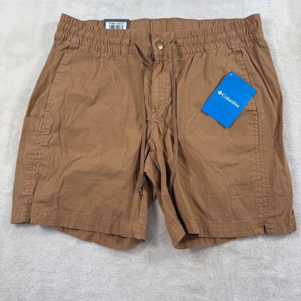Columbia Womens Brown Active Fit Stretch‎ Cotton Drawstring Shorts Size S XK0826